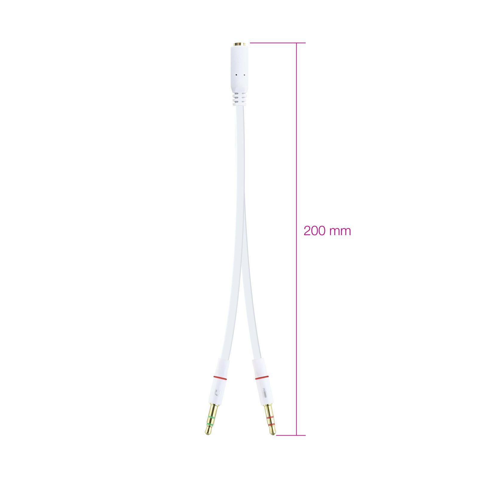 Cabo Adaptador de Áudio NANOCABLE 10.24.1203 (0,2 m - Jack 3,5 mm fêmea de 4 pinos - Branco) — miniatura 3
