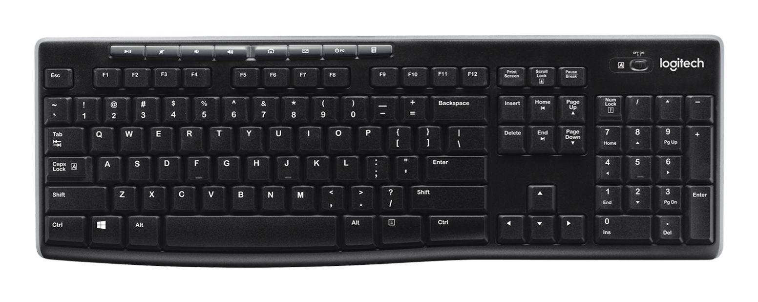Teclado LOGITECH K270 (Suíço - Tamanho completo - RF Wireless - Preto)