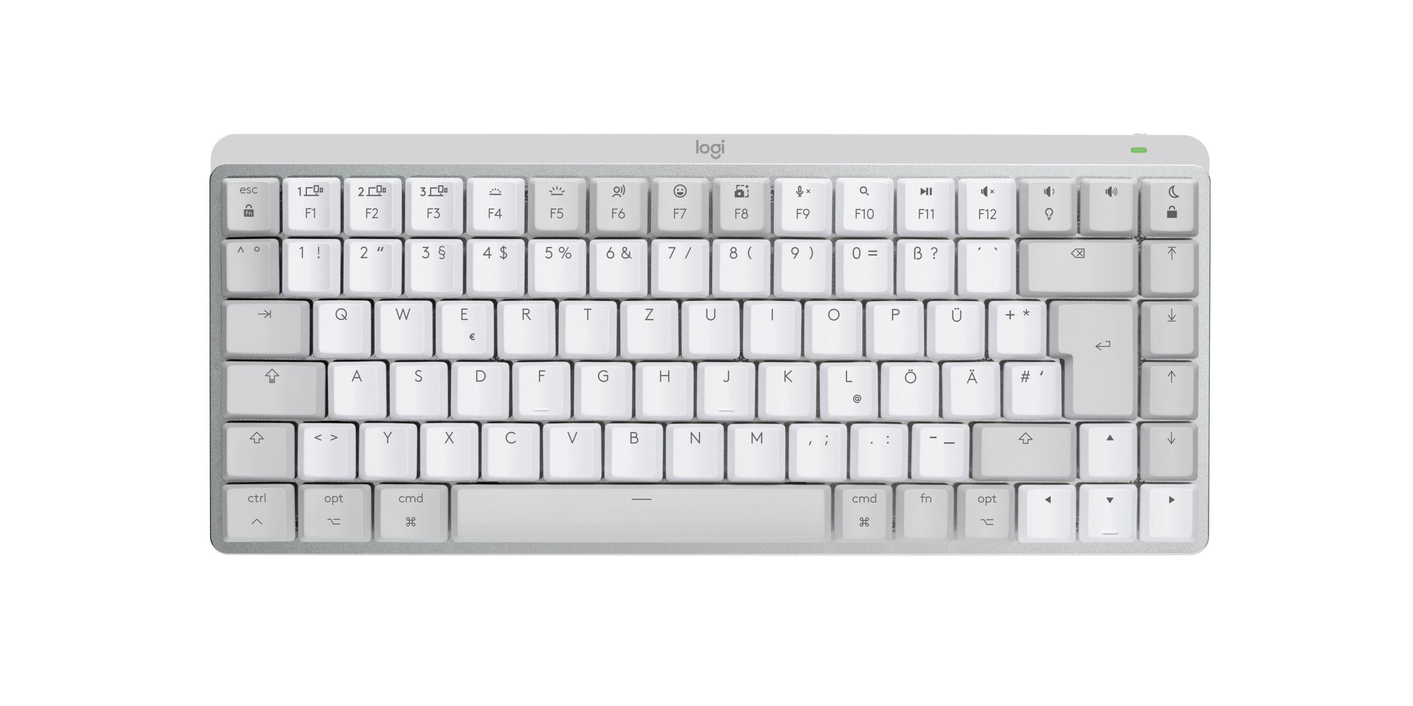 Teclado LOGITECH MX Mechanical Mini for Mac (Alemão - Interruptor de chave mecânico - RF Wireless + Bluetooth - Cinzento Claro/Branco) — miniatura 4