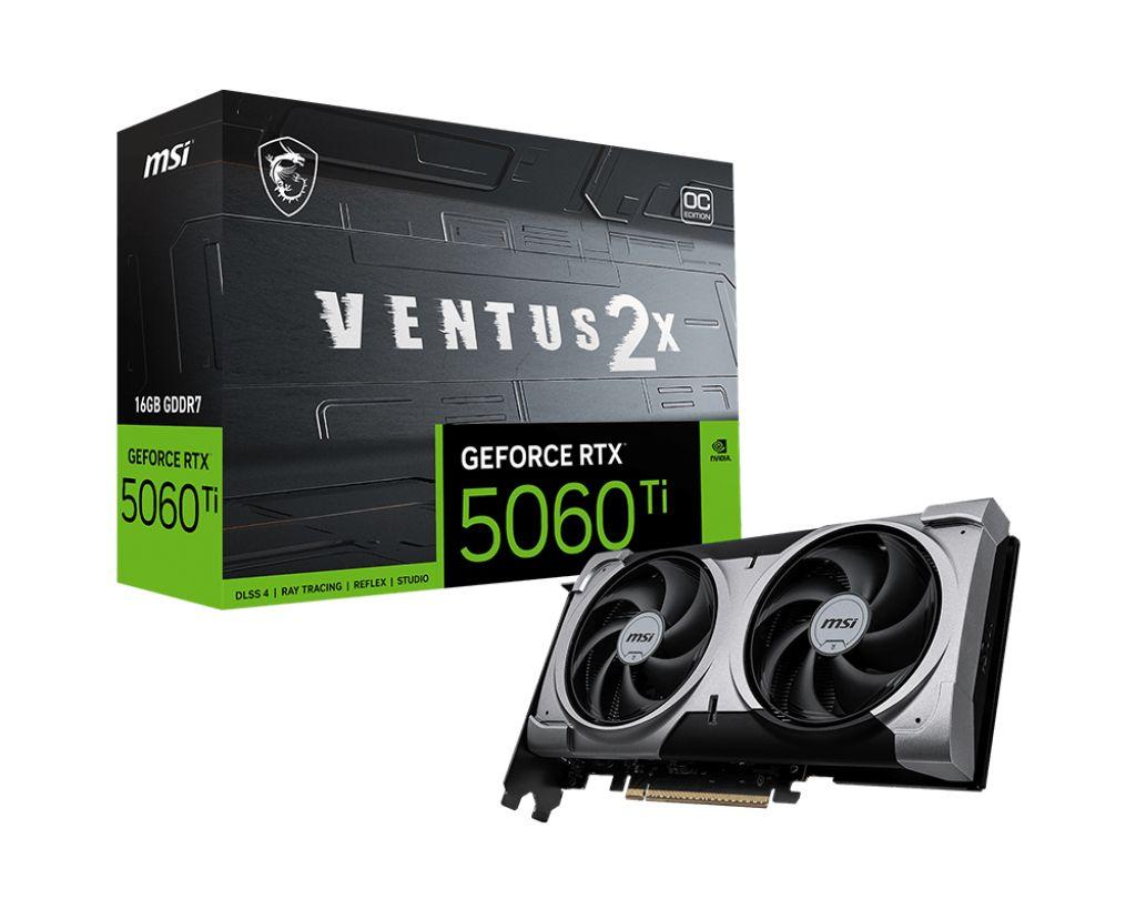 Placa Gráfica MSI GeForce RTX 5060 Ti 16G VENTUS 2X OC PLUS (GeForce RTX 5060 Ti - 16 GB - GDDR7 - Preto e Cinzento)