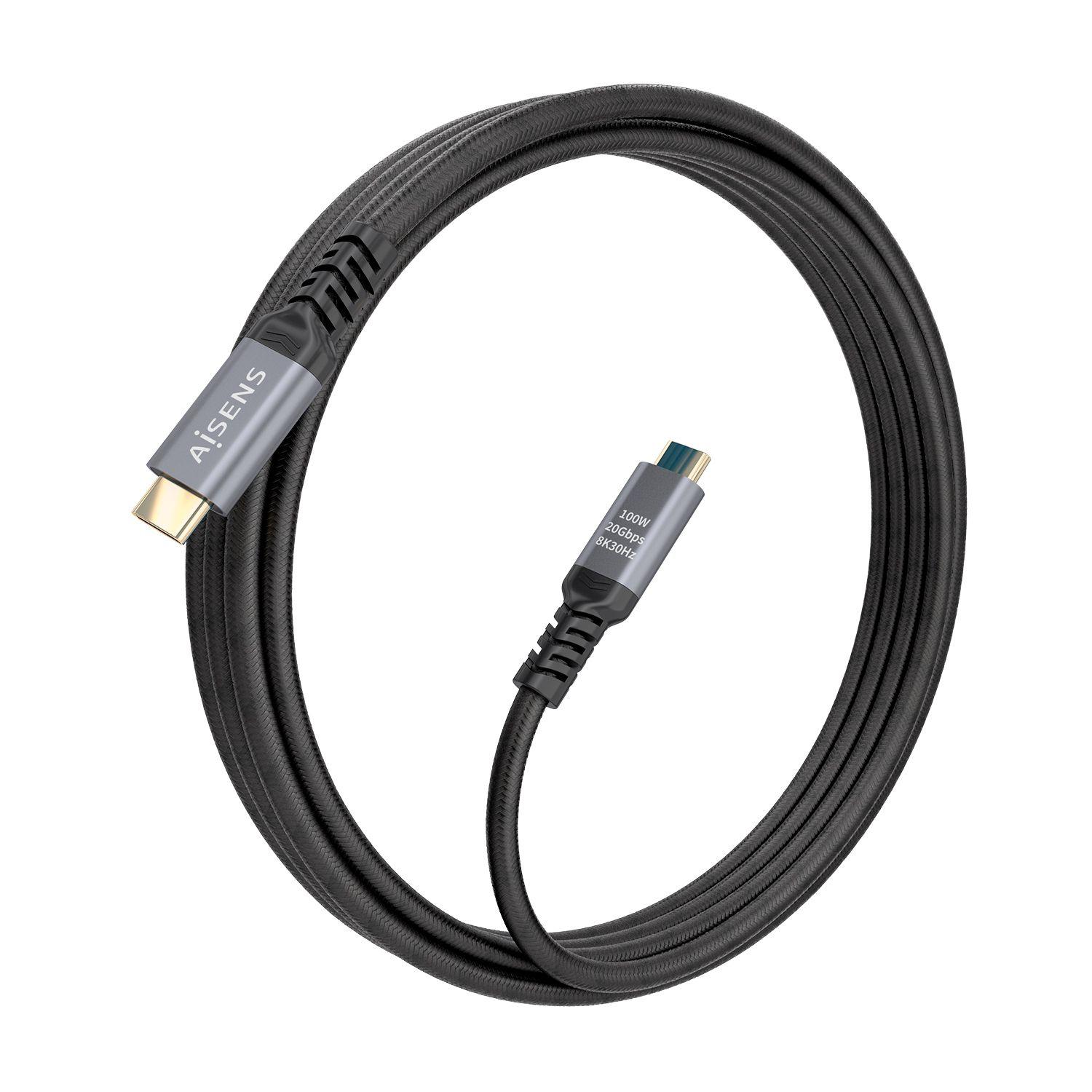 Cabo USB-C AISENS A107-0988 (3 m - USB C - Thunderbolt 3 - Preto) — miniatura 2