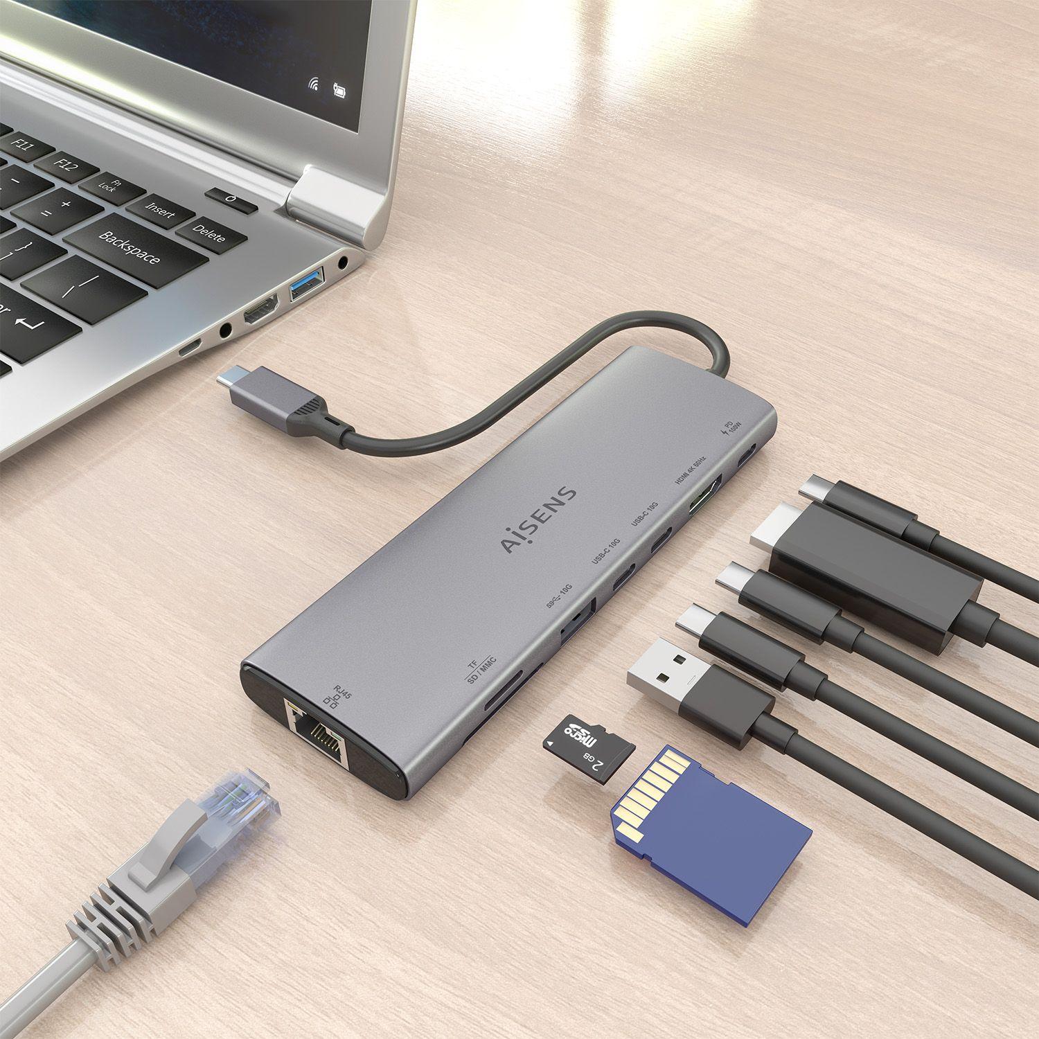 Dock USB-C AISENS ASUC-8P033-GR (0,2 m - Cinzento), miniatura 5