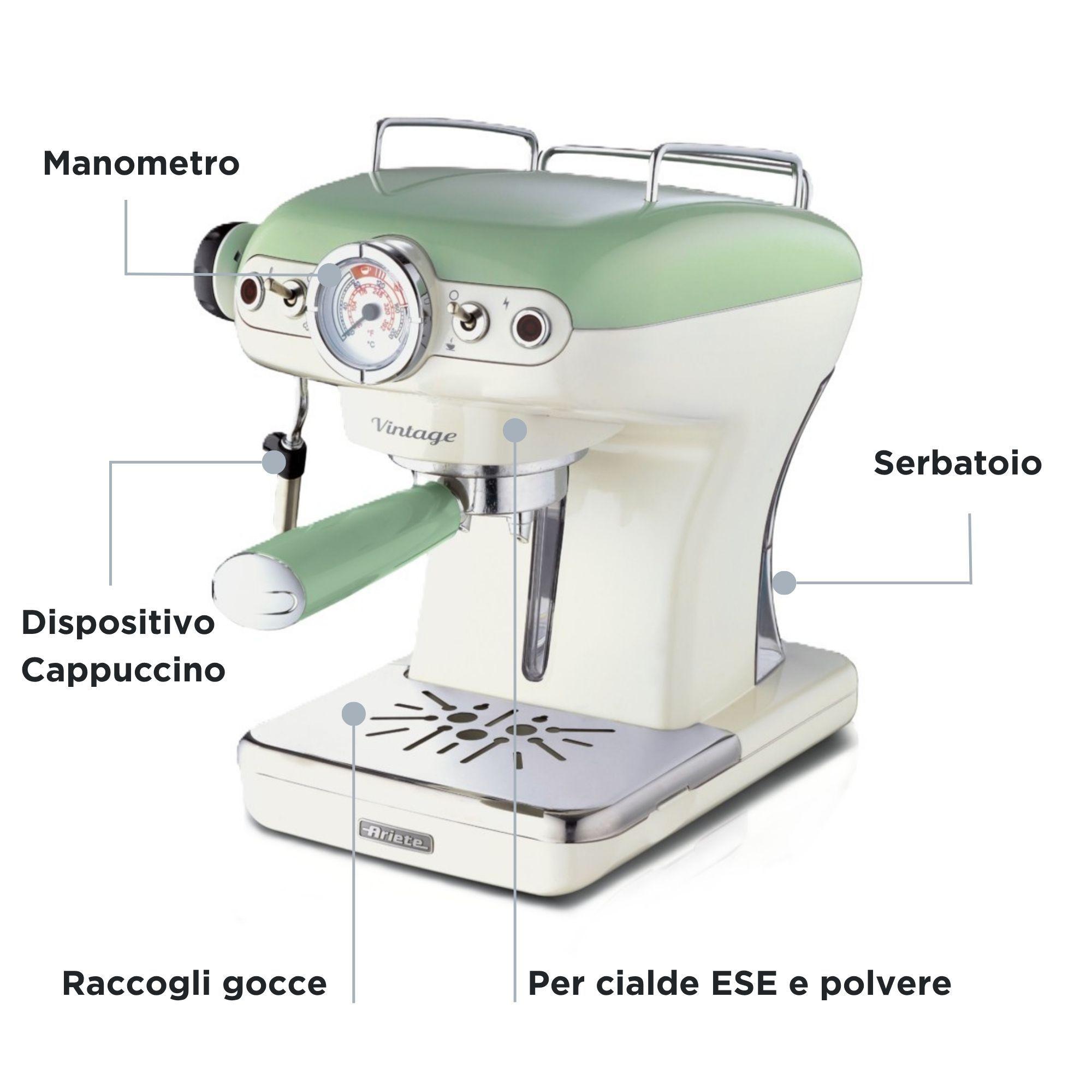 Máquina de Café Expresso ARIETE 1389/14 (Café moído e doses individuais - 850 W - 15 bar - Bege/Verde-claro), miniatura 5
