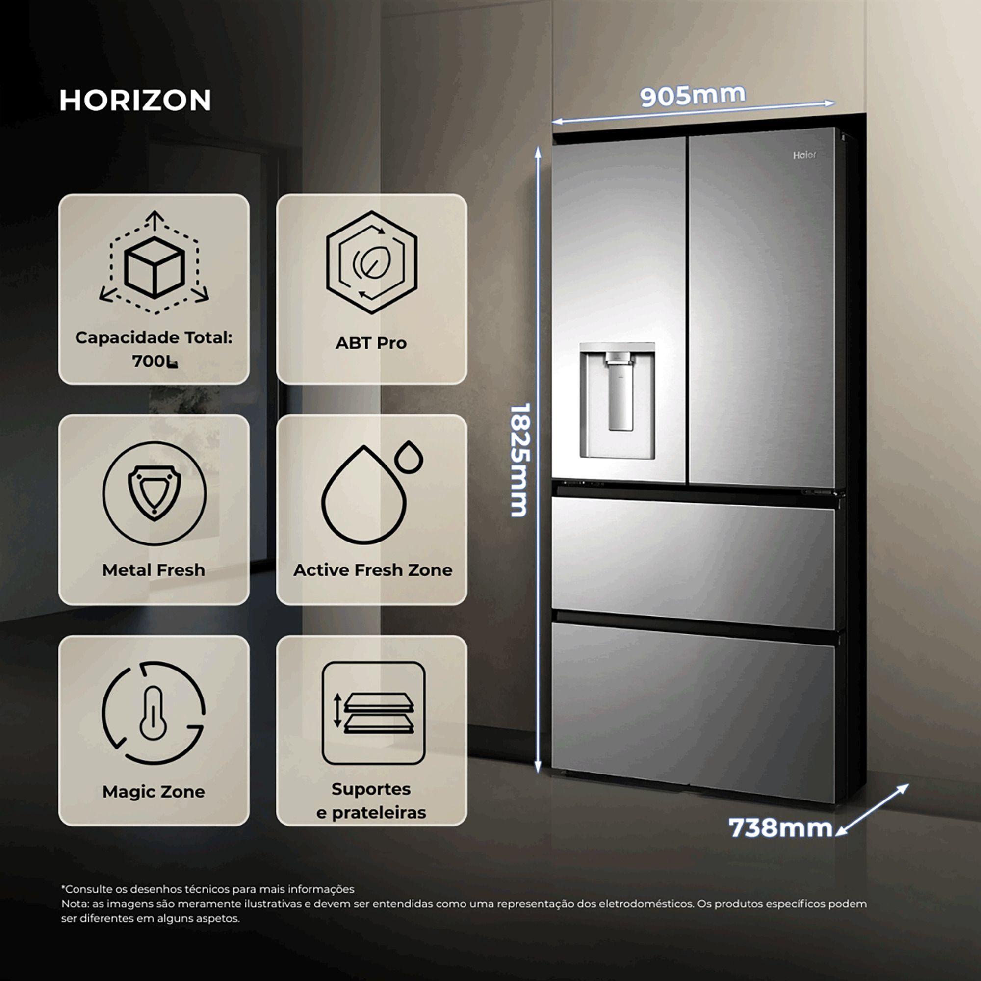 Frigorífico Americano Independente HAIER HFR59F18CWMM (700 L - hOn - 182,5x90,5x73,8 cm - Inox/Platina), miniatura 15