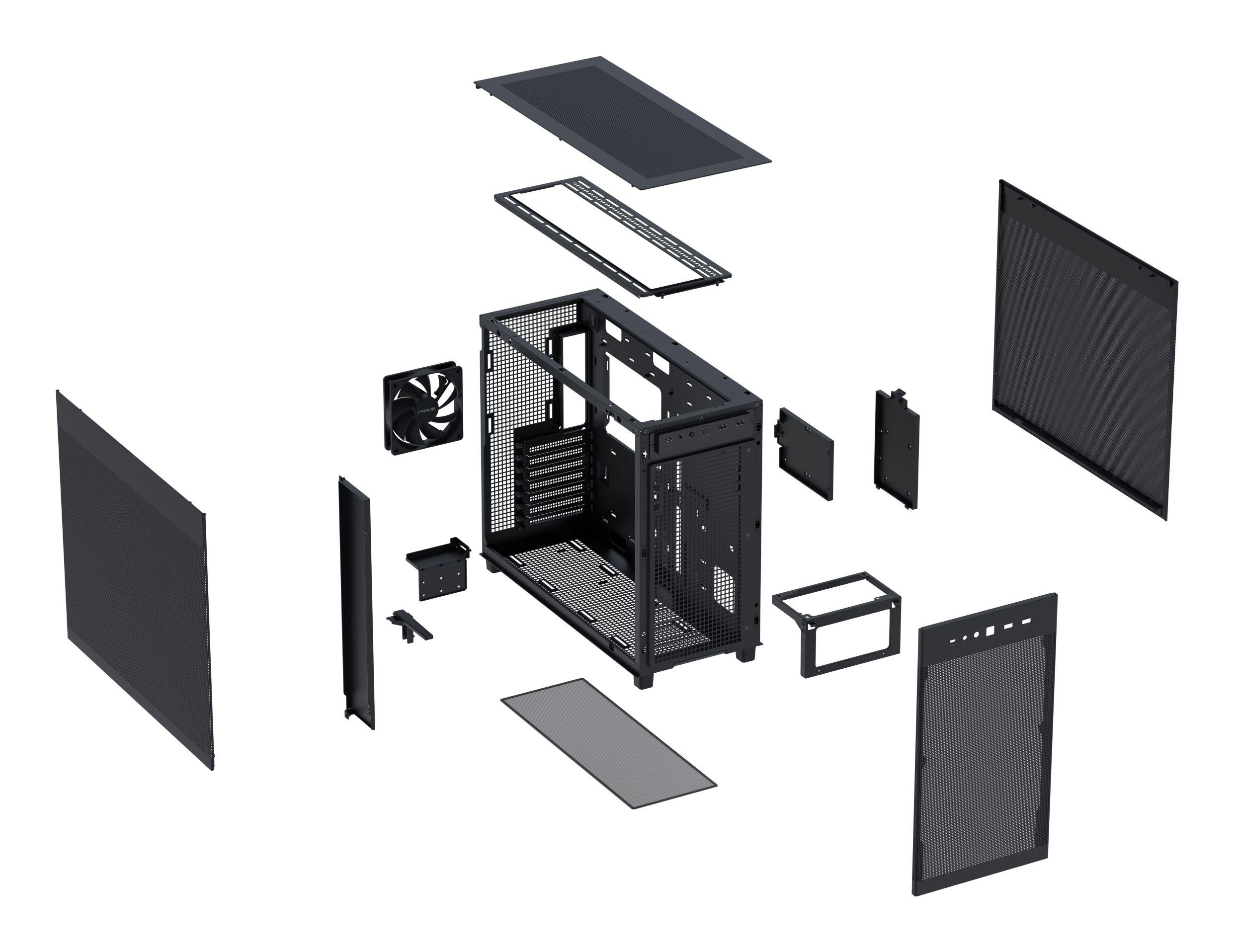 Caixa PC ASUS Prime AP303 Mesh (ATX, micro ATX, Mini-ITX - Midi Tower - ATX, micro-ATX, Mini-ITX - Preto) — miniatura 9
