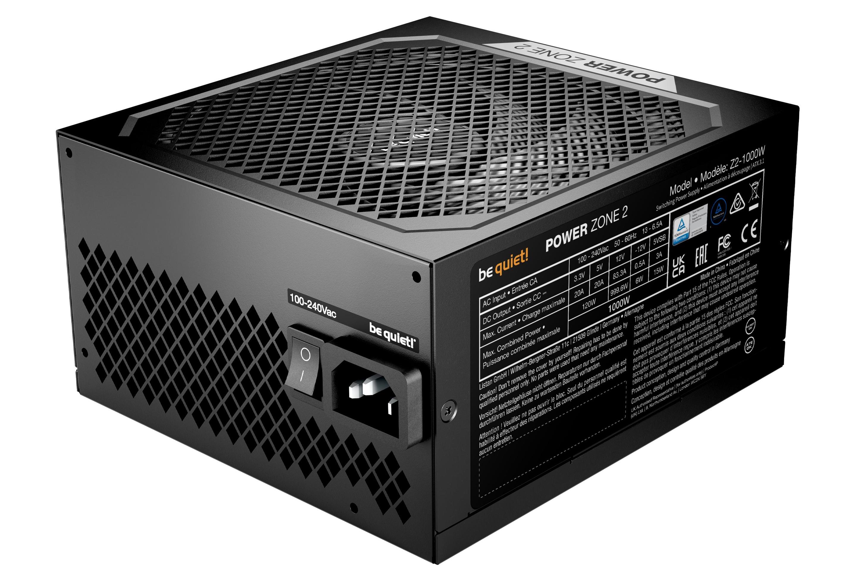 Fonte de Alimentação BE QUIET POWER ZONE 2 1000W (ATX - 1000 W - 80 Plus Platinum - Preto), miniatura 3
