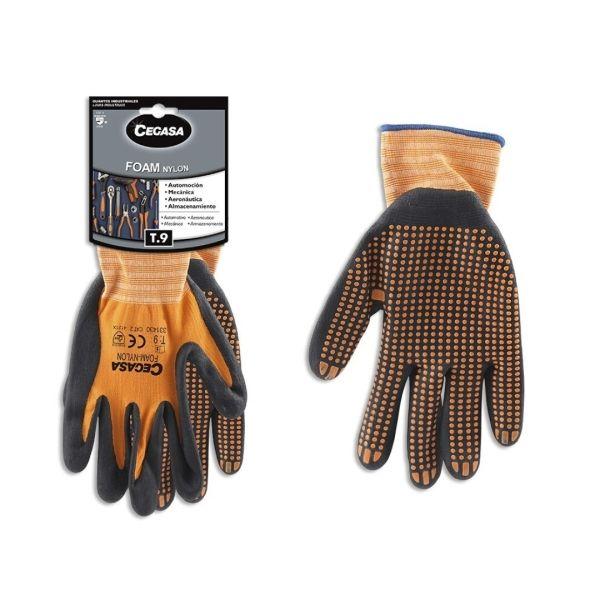 Luvas de Trabalho CEGASA 331430 (Tamanho 9 - Preto/Laranja)