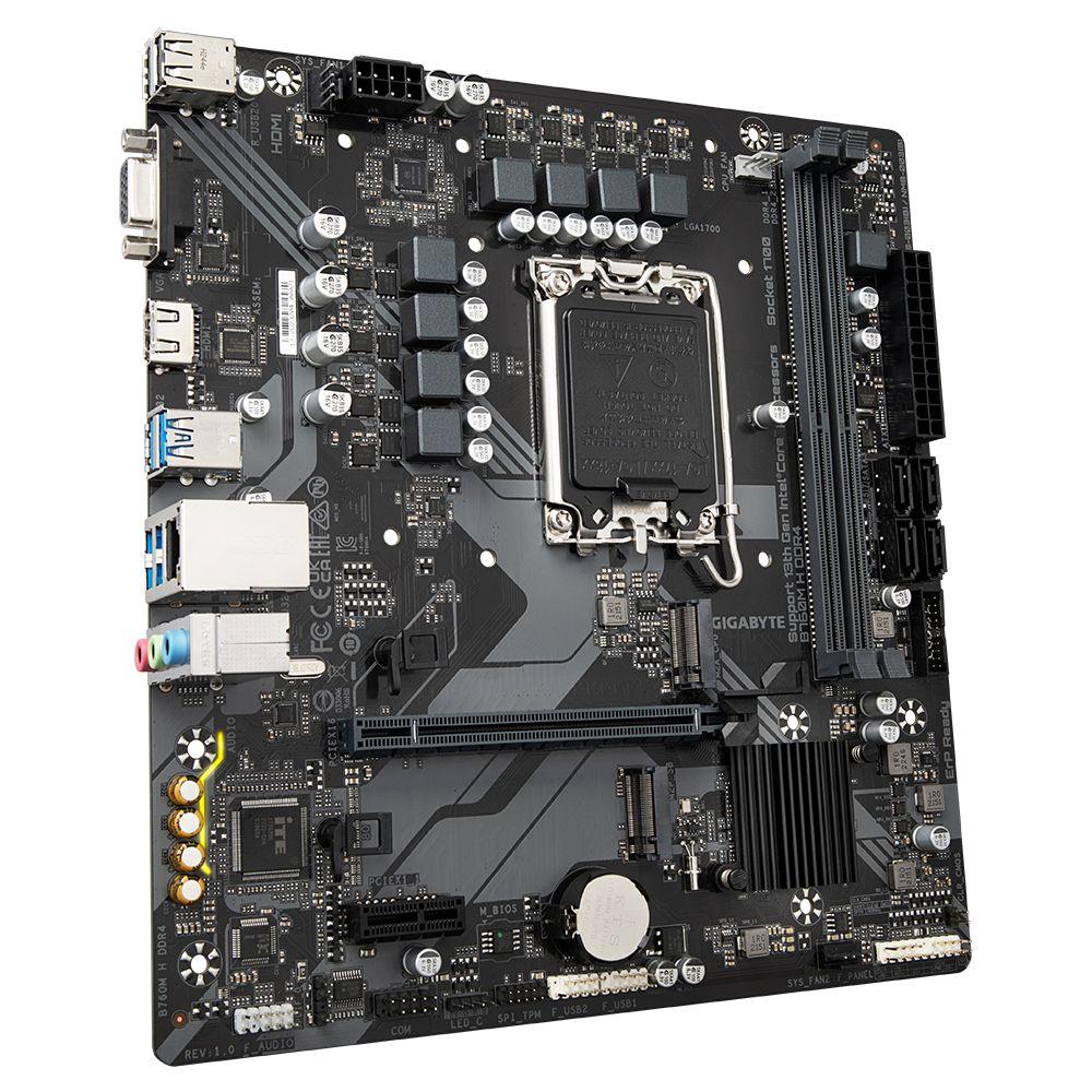 Motherboard GIGABYTE B760M H DDR4 (LGA 1700 - microATX - Duplo canal - Castanho) — miniatura 3