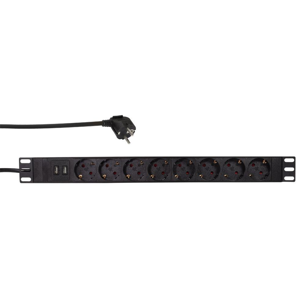 Unidade de Distribuição de Energia LOGILINK PDU8C02 (19 polegadas - Tipo F - Preto)