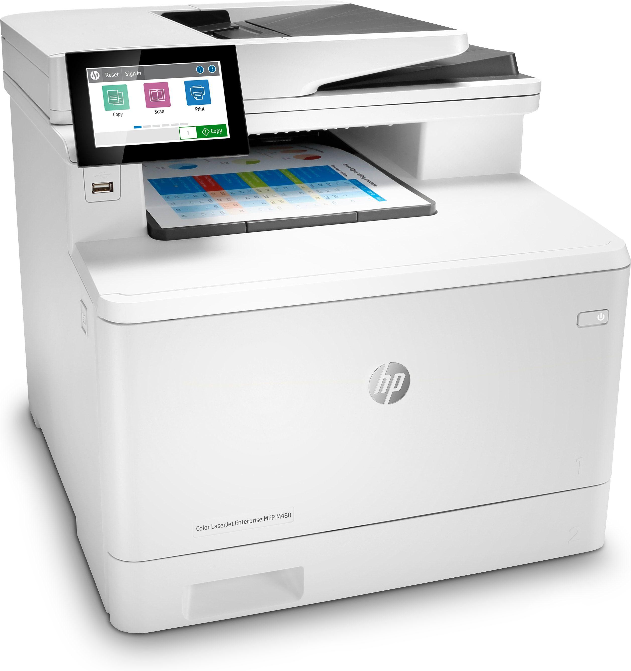 Impressora Multifunções HP Color LaserJet Enterprise M480f (A4 - Impressão a cores - 300 folhas - Branco e Preto) — miniatura 3