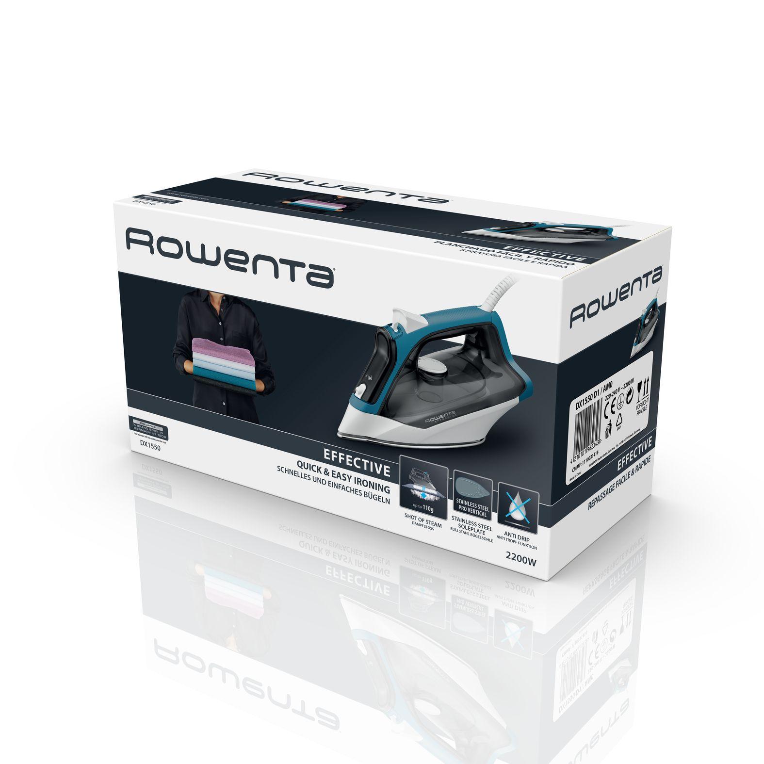 Ferro de Engomar ROWENTA DX1550D1 (2200 W - 0,25 l - Base em aço inoxidável - Azul), miniatura 11