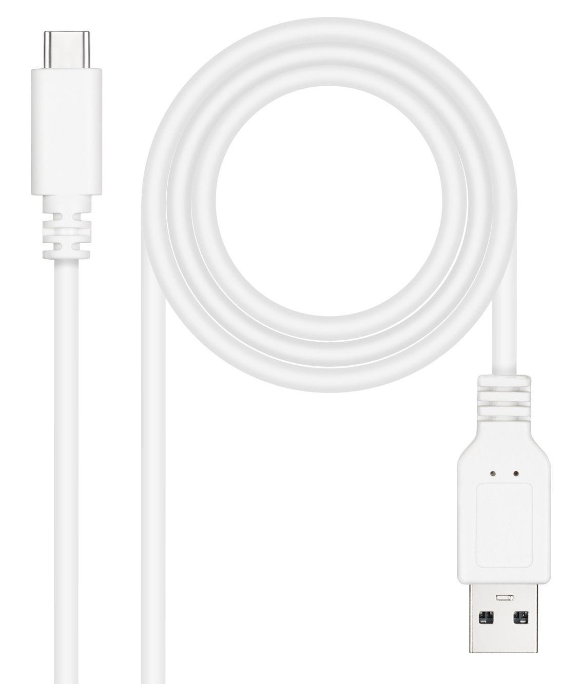 Cabo USB NANOCABLE 10.01.2101-W (1 m - USB A - USB C - Branco)
