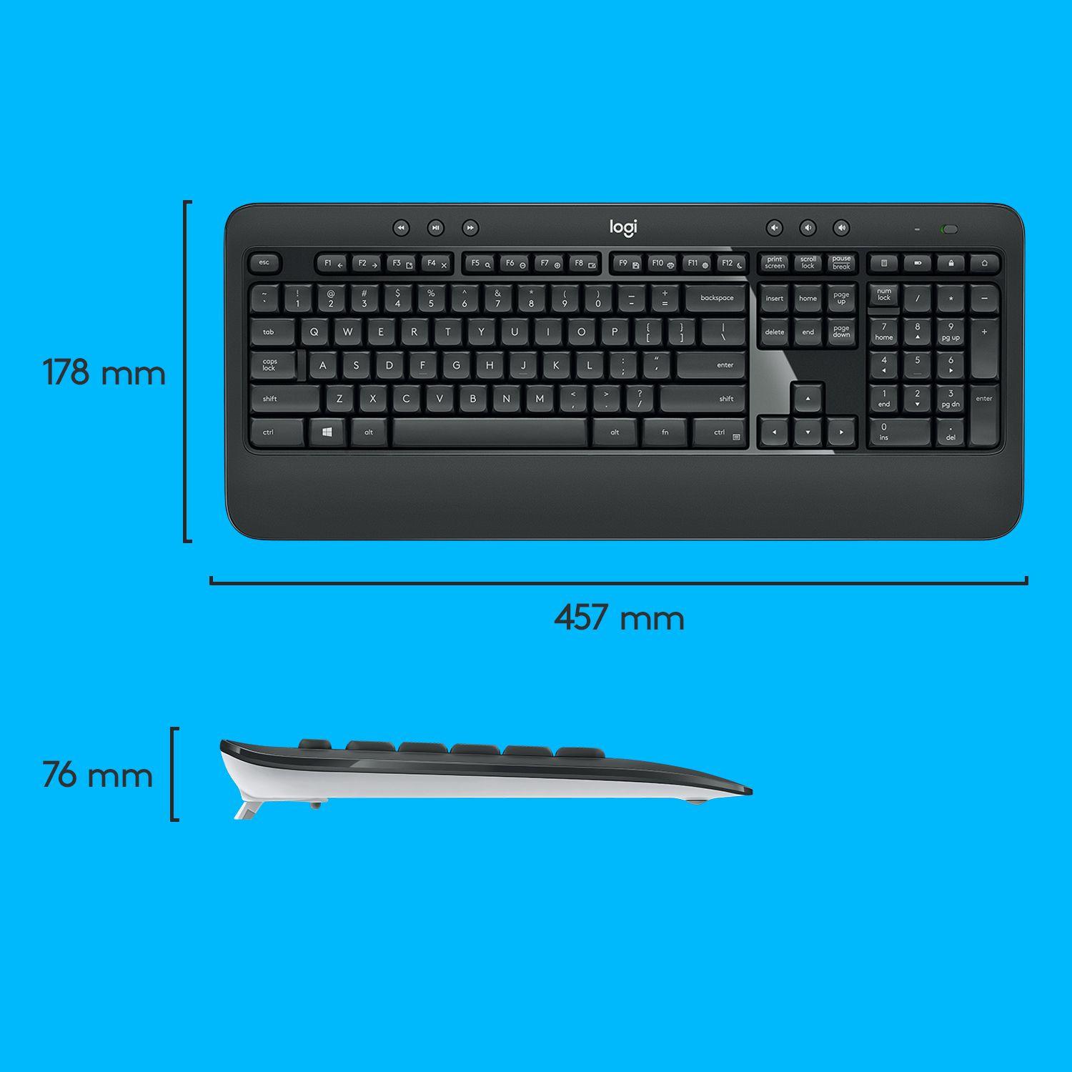 Conjunto de Teclado e Rato LOGITECH MK540 Advanced (Suíço - Interruptor de membrana - Tamanho completo - Preto) — miniatura 11