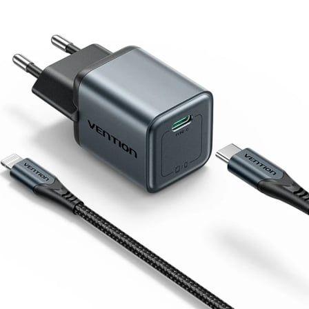Carregador de Parede VENTION TZ-FEVH0-EU (20 W - GaN - Cinzento)