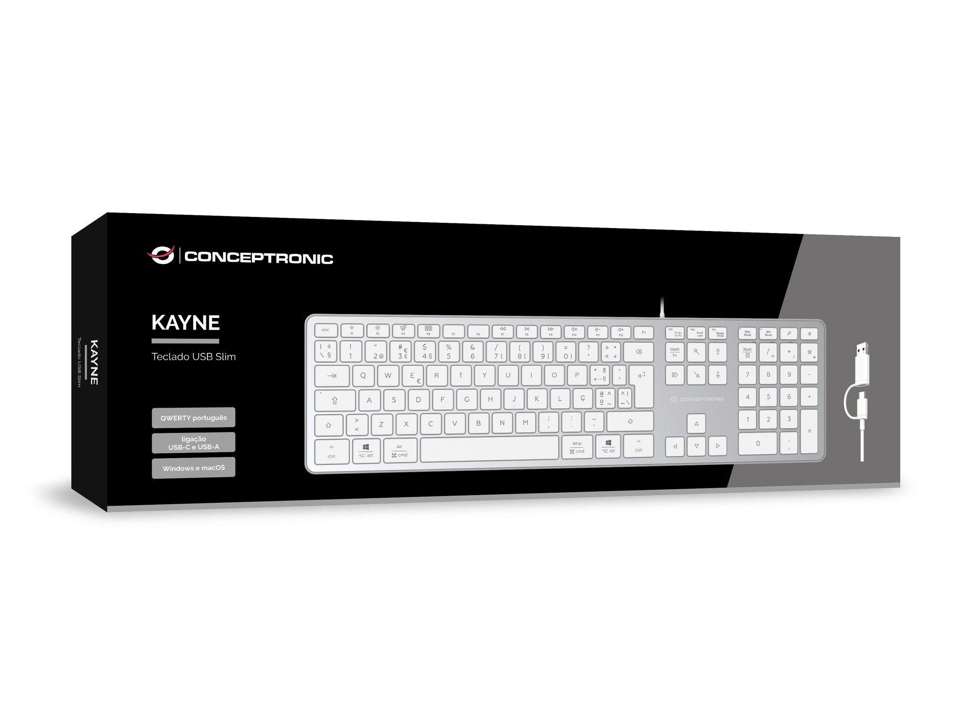 Teclado CONCEPTRONIC KAYNE02WPT (Português - Tamanho completo - USB - Branco) — miniatura 3