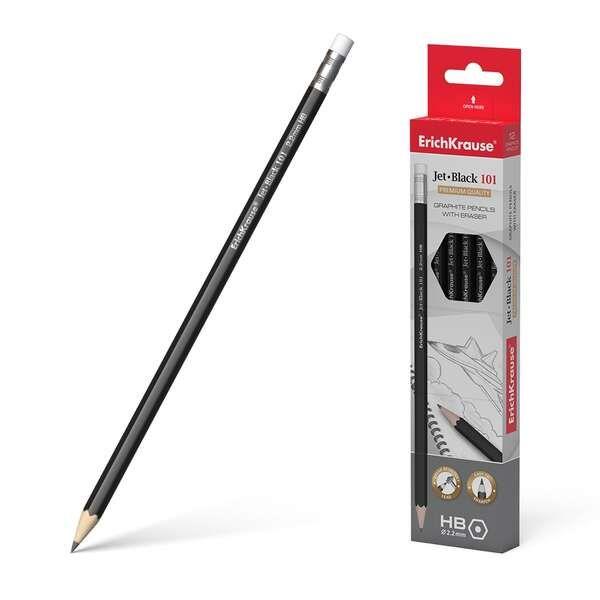Lápis de Grafite ERICHKRAUSE Jet Black 101 (Madeira - Preto)