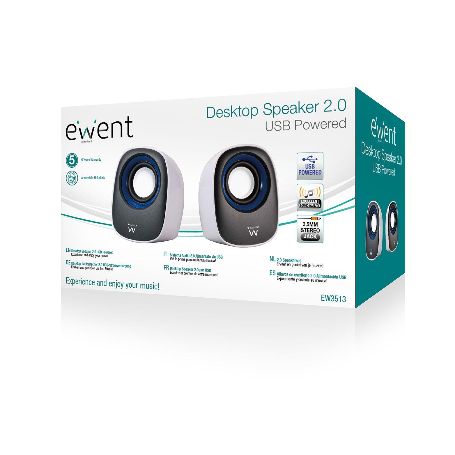 Colunas EWENT EW3513 (Com fios - 5 W - 2.0 canais - Branco), miniatura 3