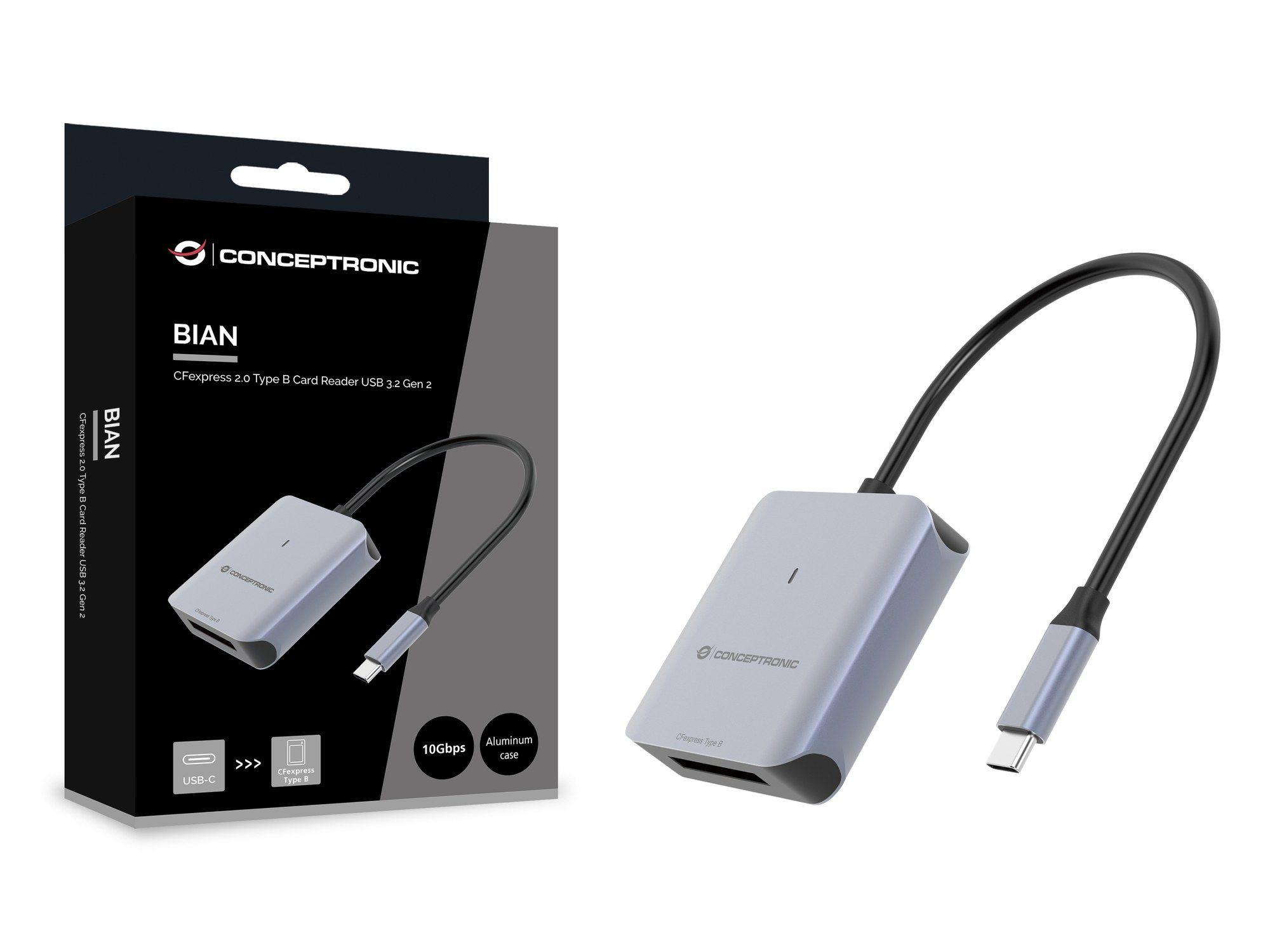 Leitor de Cartões CONCEPTRONIC BIAN08G (USB 3.2 Gen 2 Type-C - CFexpress 2.0 Type B - Cinzento), miniatura 4