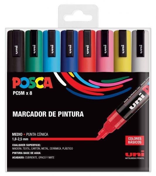 Conjunto de Marcadores de Pintura POSCA PC-5M/8C (Plástico - cores sortidas)