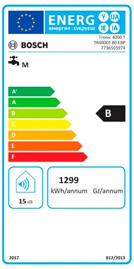 Termoacumulador Elétrico BOSCH TR4000T 80 EBP (80 l - 70 °C - 8 bar - Branco), miniatura 2