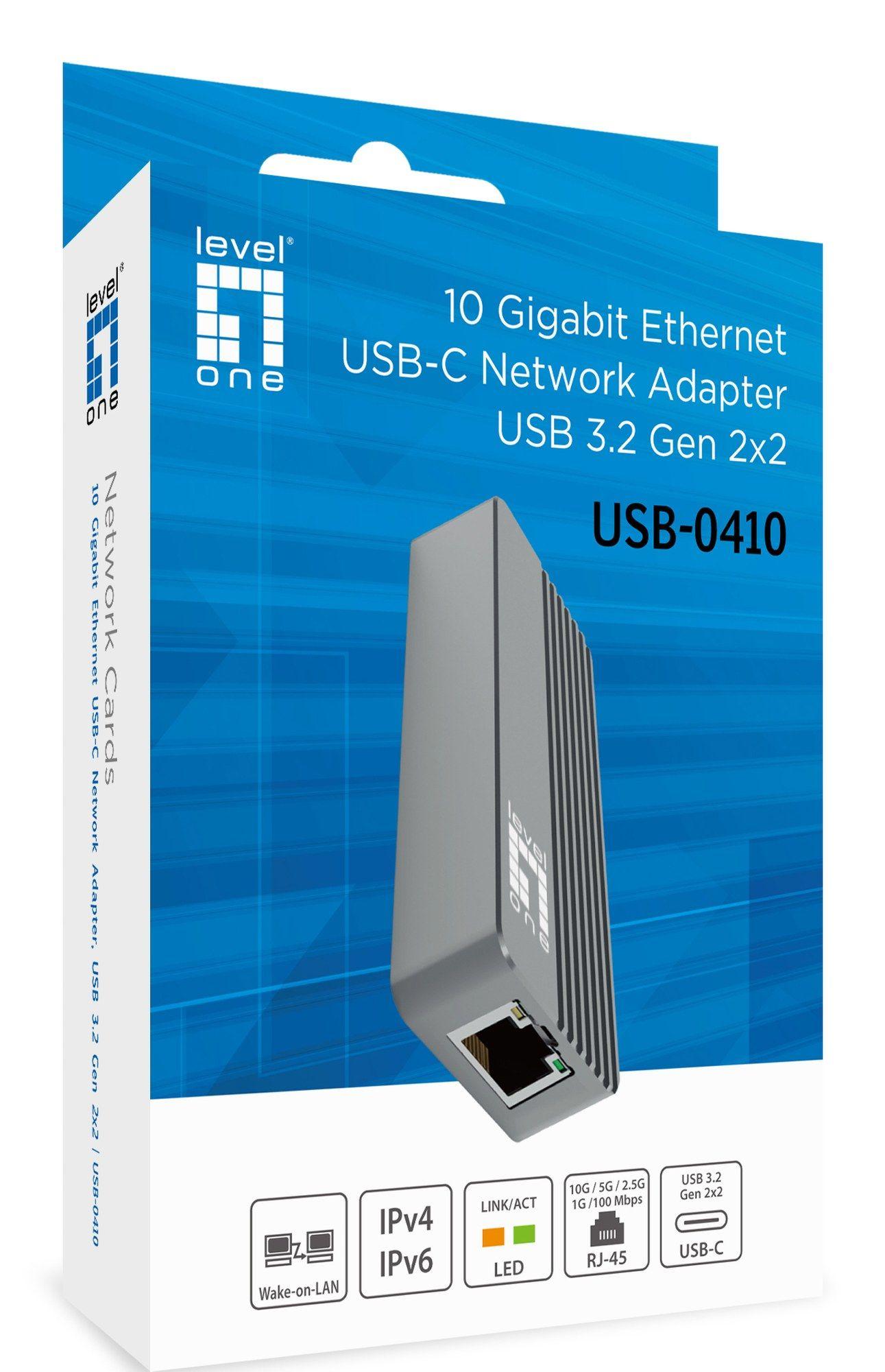 Adaptador USB Ethernet LEVELONE USB-0410 (10 Gigabit - USB-C - Cinzento) — miniatura 4