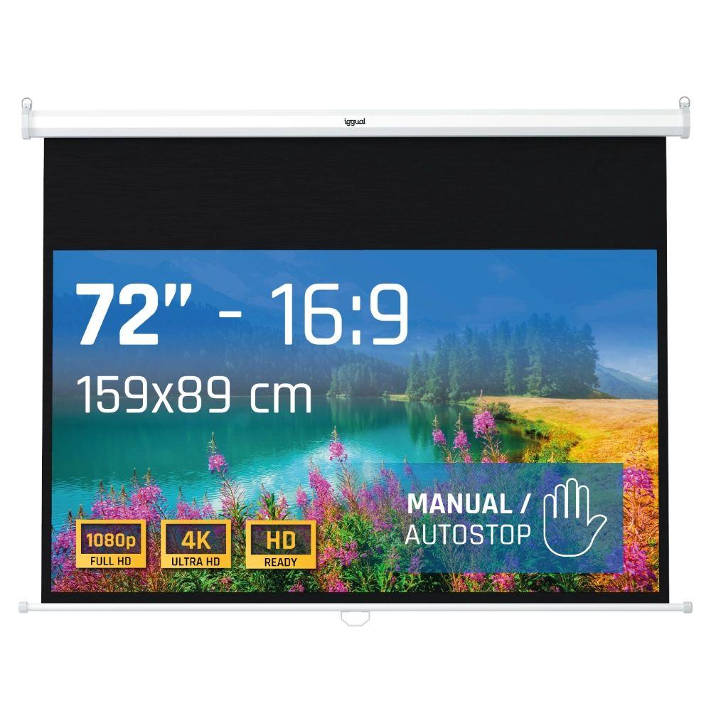 Ecrã de Projeção Manual IGGUAL PSIMS159 (182,9 cm - 72" - Branco)