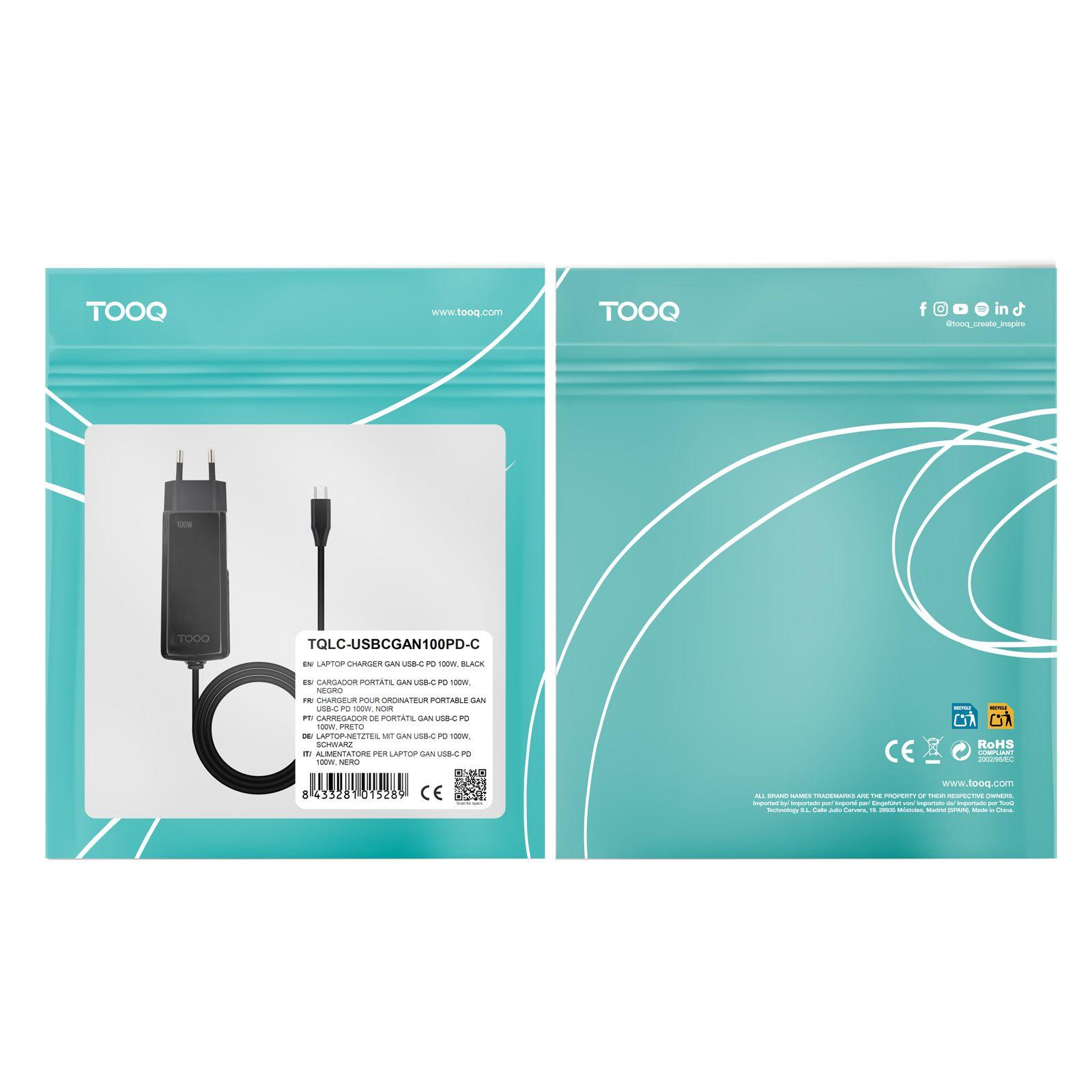 Carregador de Portátil TOOQ TQLC-USBCGAN100PD-C (100 W - 1.8 A - 5 A - Preto) — miniatura 5