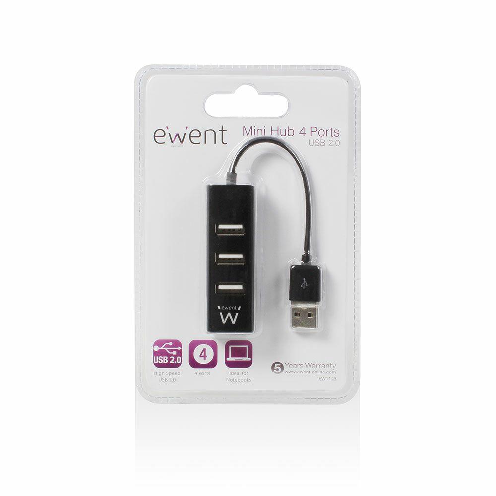 Hub USB EWENT EW1123 (0,12 m - USB 2.0, USB 1.1 - Preto) — miniatura 3