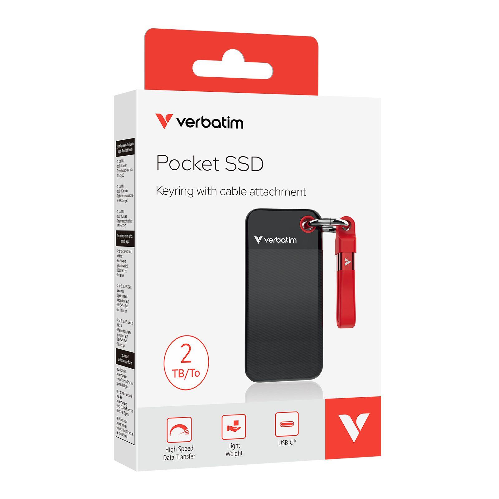 SSD VERBATIM Pocket SSD USB 3.2 32196 (2 TB - M.2 - USB Type-C - Preto/Vermelho) — miniatura 2