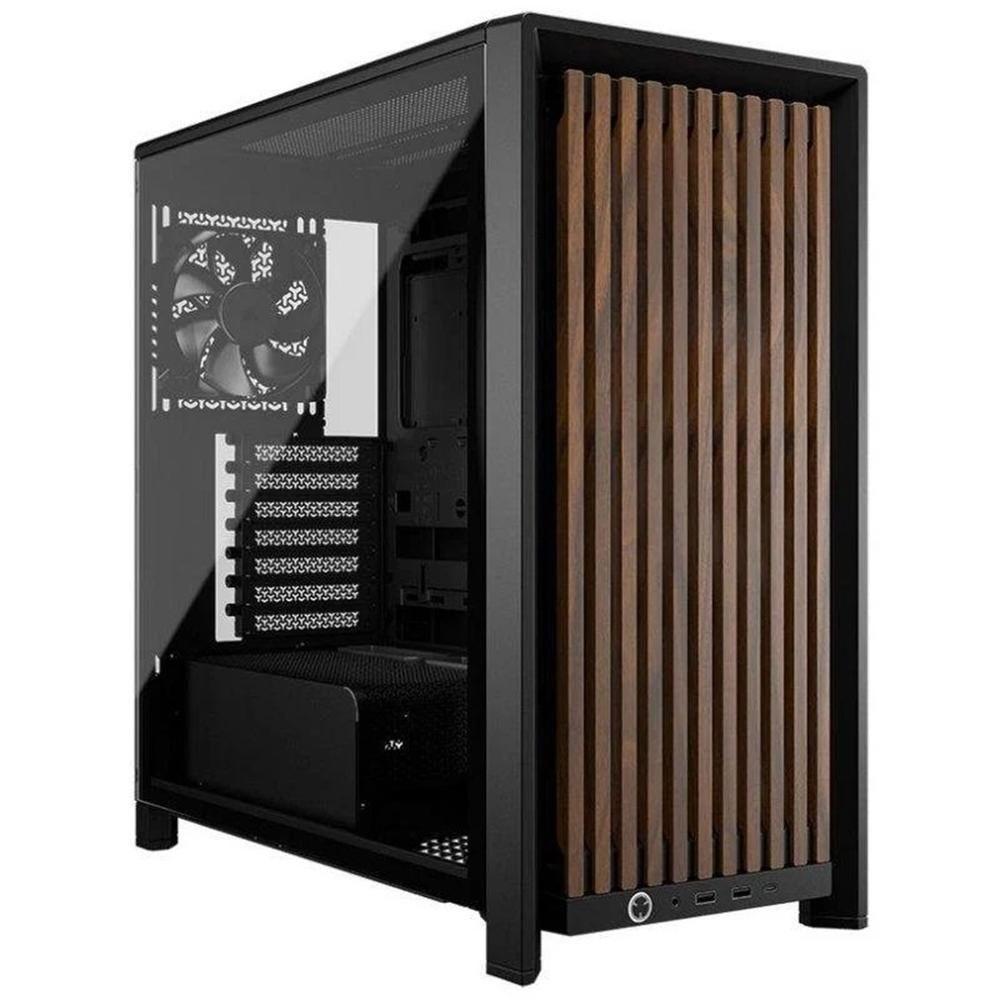 Caixa PC CORSAIR FRAME 4000D RS Wood (Midi Tower - Aço, Madeira, Plástico - 17 cm - Preto/Nogueira)