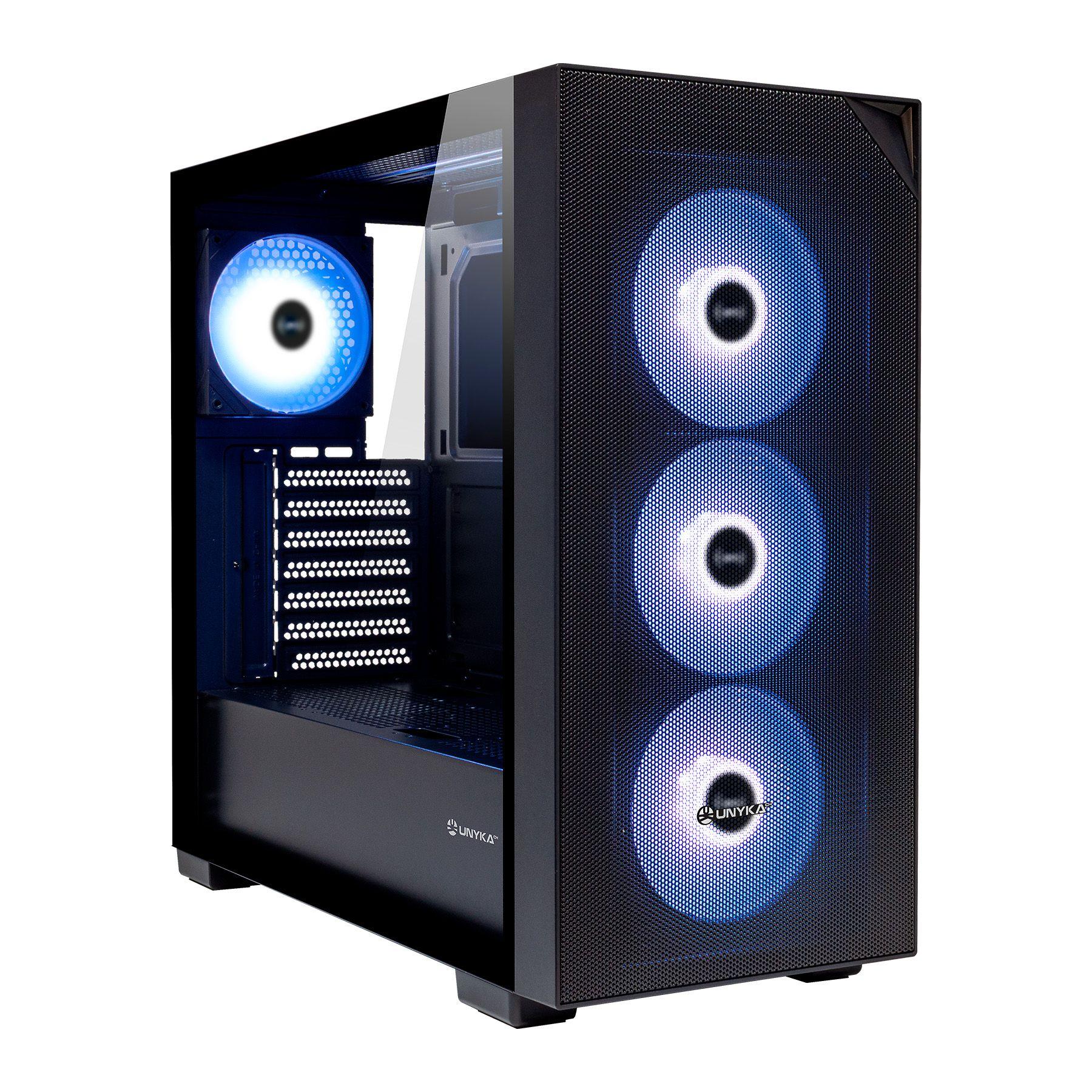 Caixa PC UNYKACH Revelat Mesh Black (ATX, Micro ATX - Midi Tower - ARGB multicolor - Preto)