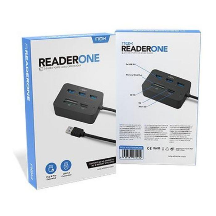 Hub USB com Leitor de Cartões NOX Lite Reader One (Preto) — miniatura 3