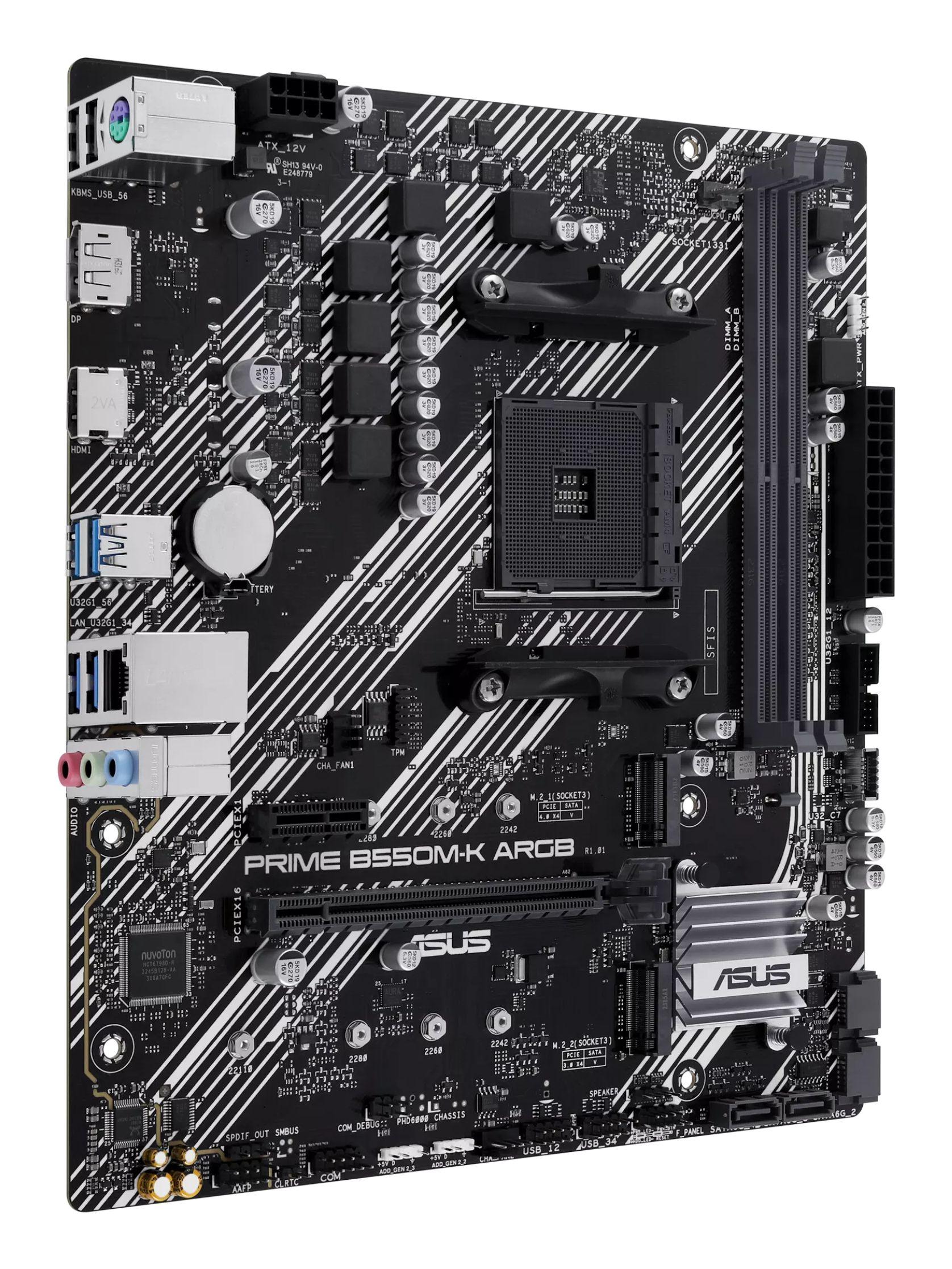 Motherboard ASUS PRIME B550M-K ARGB (AM4 - micro ATX - Duplo canal), miniatura 3