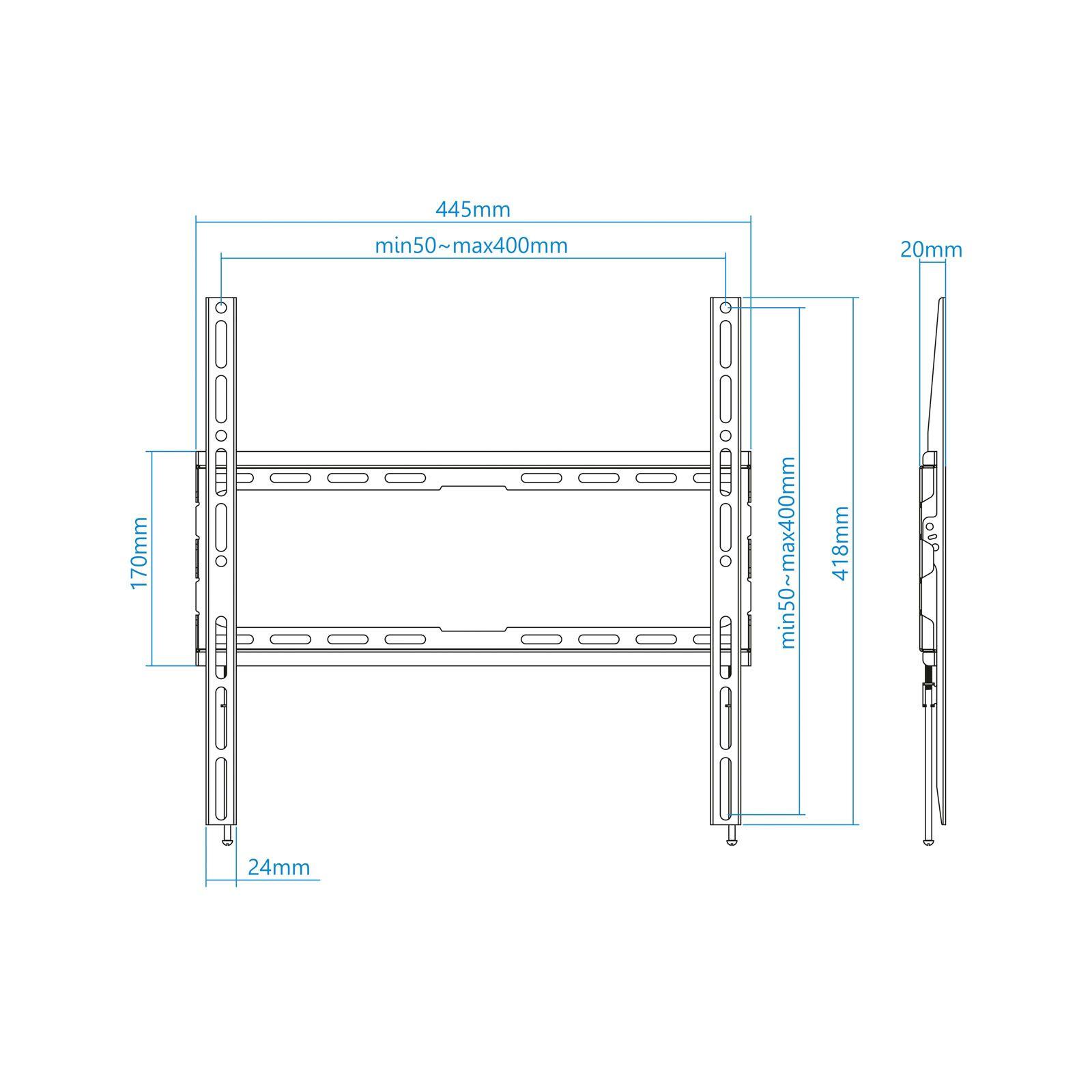 Suporte de Parede Fixo para TV TOOQ LP1070F-B (32-70" - VESA 400 x 400 mm - Preto), miniatura 3