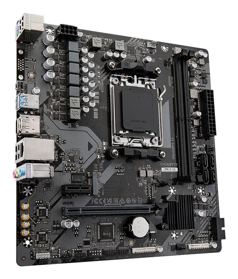 Motherboard GIGABYTE A620M H (AM5 - AMD Ryzen 7000 Series - micro ATX - Castanho) — miniatura 3