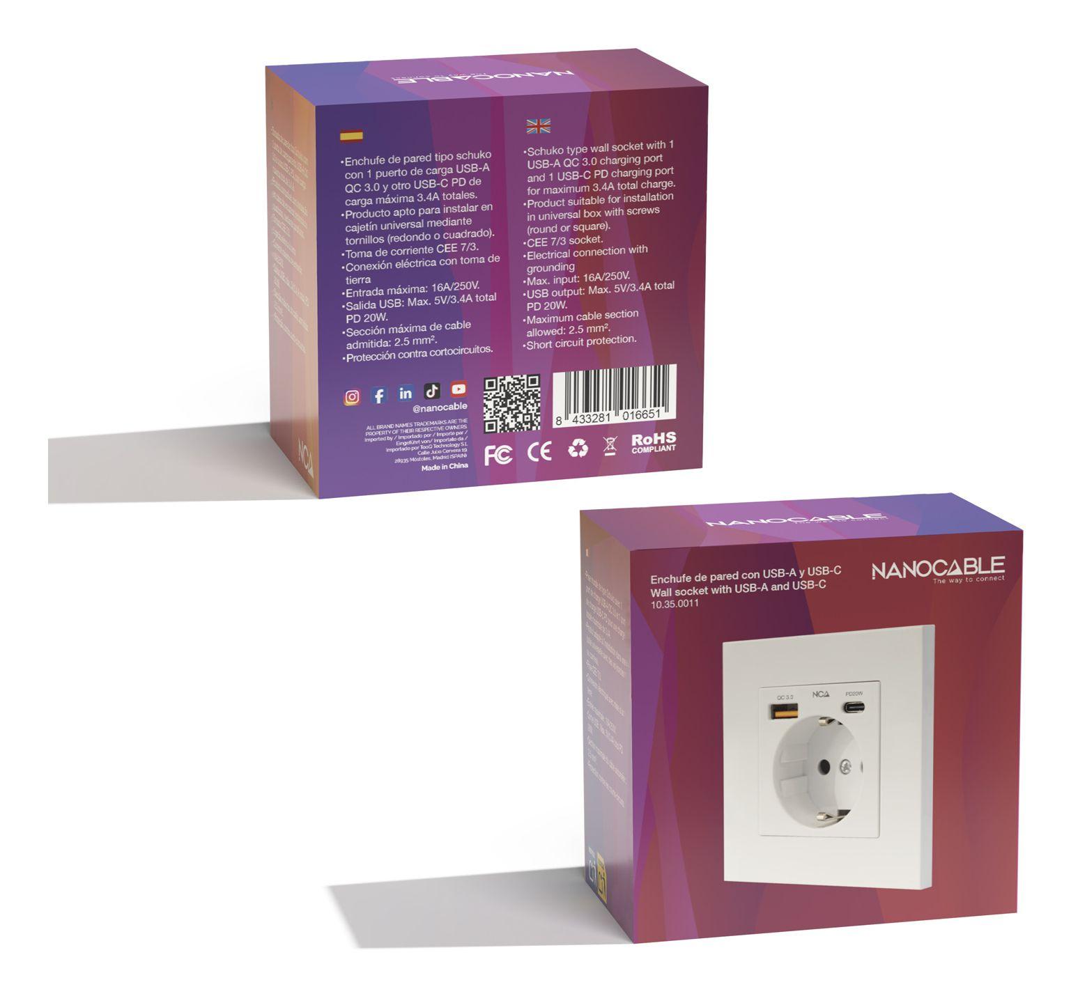 Tomada de Parede NANOCABLE 10.35.0011 (Branco) — miniatura 8
