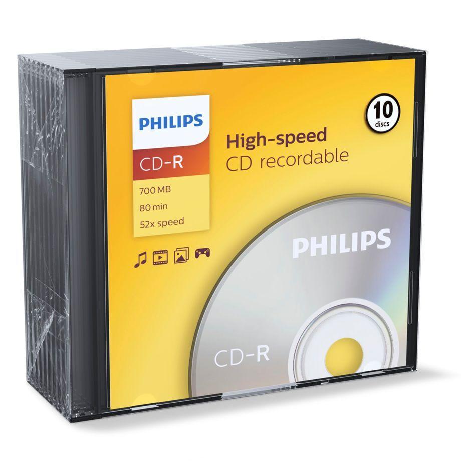 CD-R PHILIPS CR7D5NS10/00 (700 MB - 80 min - 52x - Pack de 10 - Caixa Slim) — miniatura 3