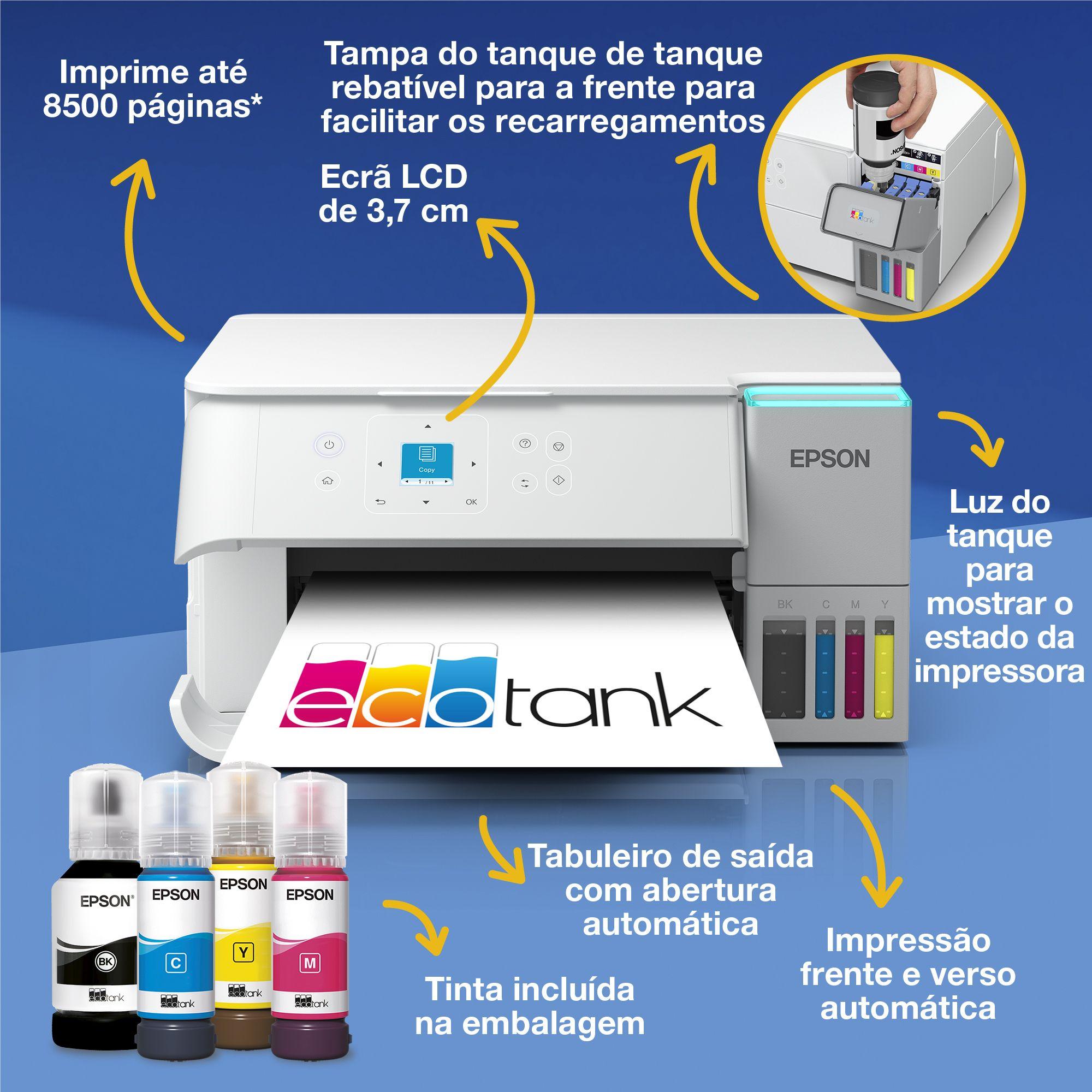 Impressora Multifunções EPSON EcoTank ET-2956 (A4 - Impressão a cores - 100 folhas - Branco) — miniatura 3