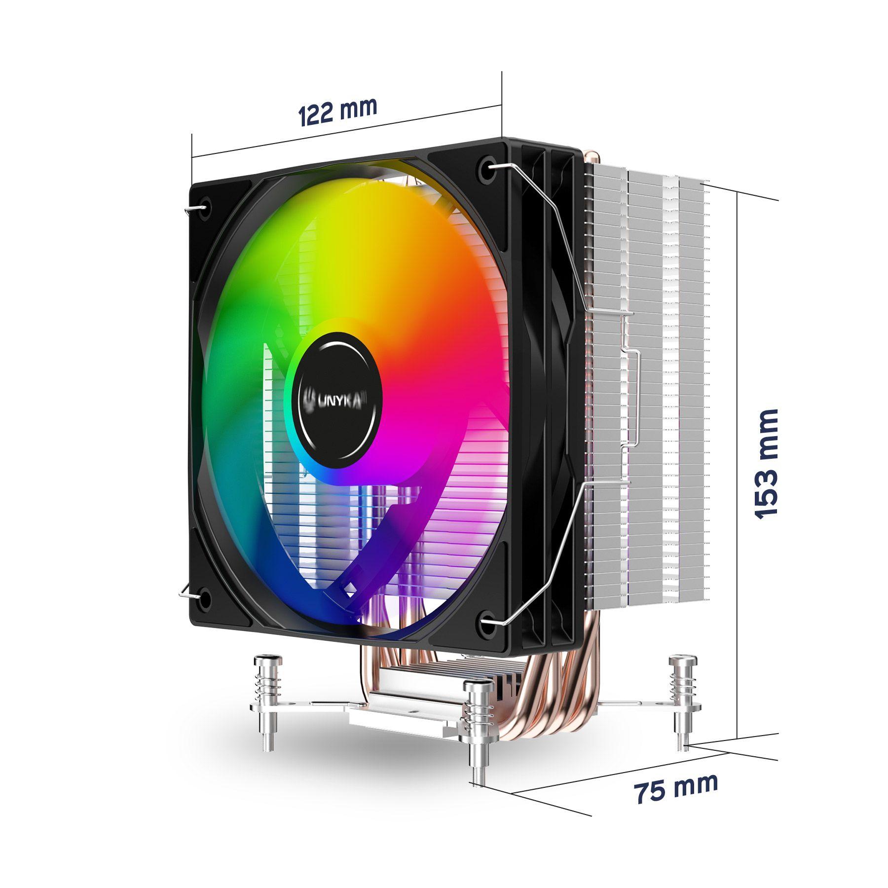 Cooler para CPU UNYKACH UNYCOOL H41 ARGB (120 mm - 1600 RPM - Vermelho, Verde, Azul - Preto e Branco), miniatura 5