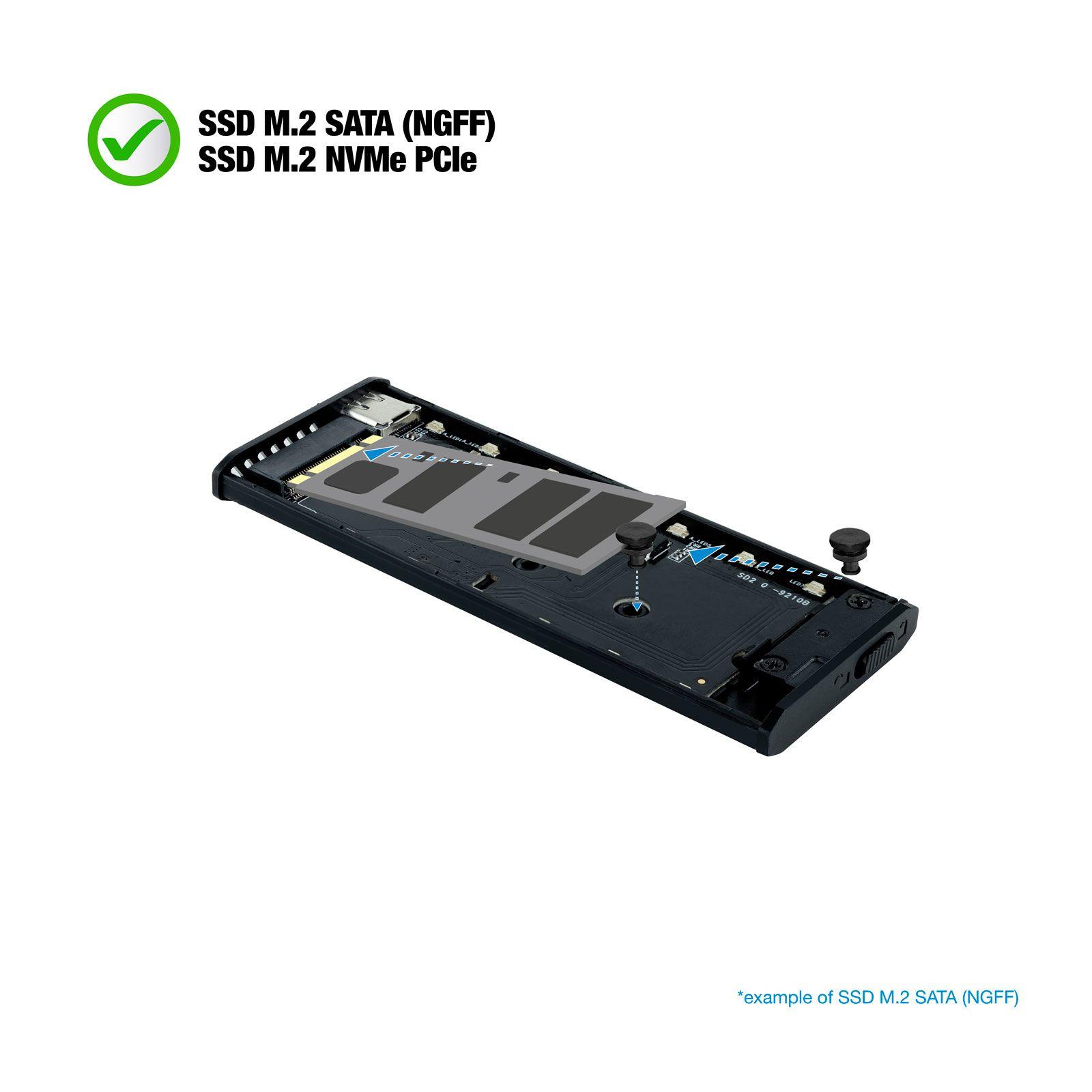 Caixa Externa SSD TOOQ TQE-2221G (2 TB - PCI Express, SATA NVMe - Cinzento) — miniatura 4