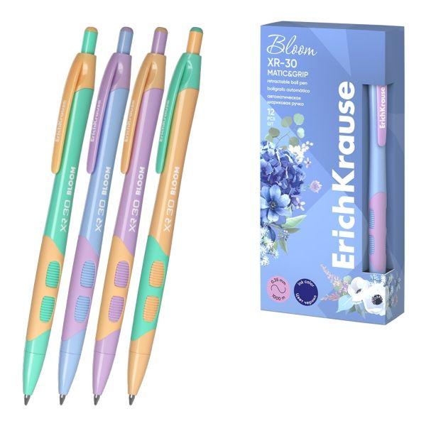 Caneta Esferográfica Retrátil ERICHKRAUSE Bloom XR-30 Matic&Grip Pastel (Tinta Azul)