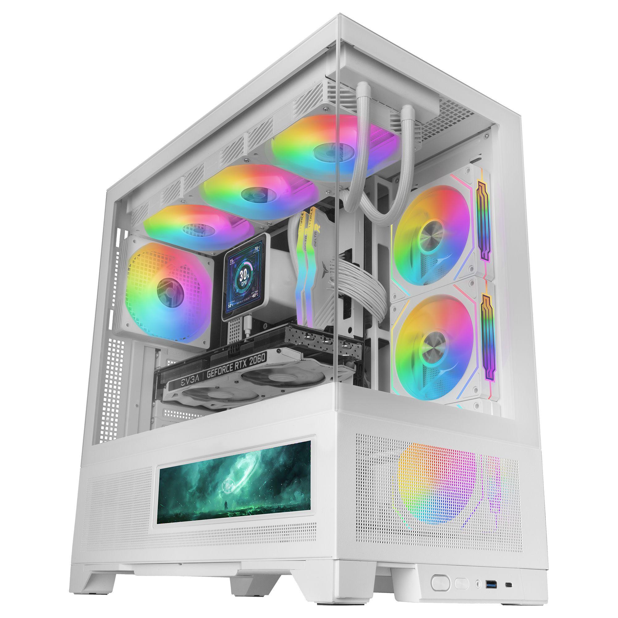 Caixa PC MARS GAMING MC-LCDX (ATX - Ecrã IPS 9,16" - Branco)