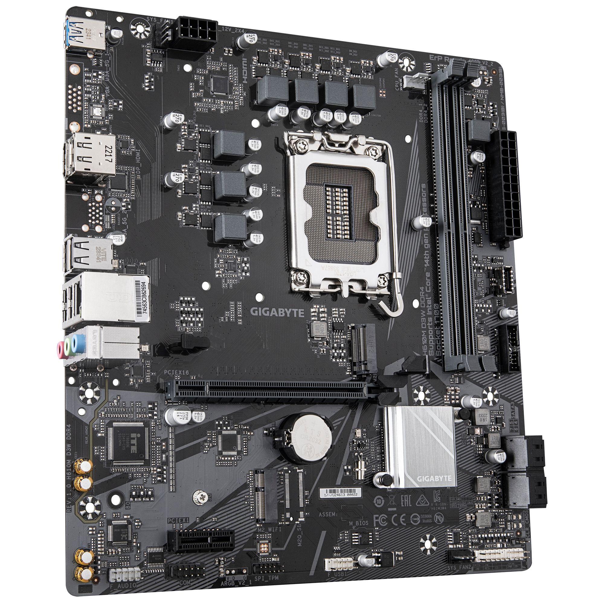 Motherboard GIGABYTE H610M D3W DDR4 (LGA 1700 - micro ATX - Duplo canal - Cinzento) — miniatura 3