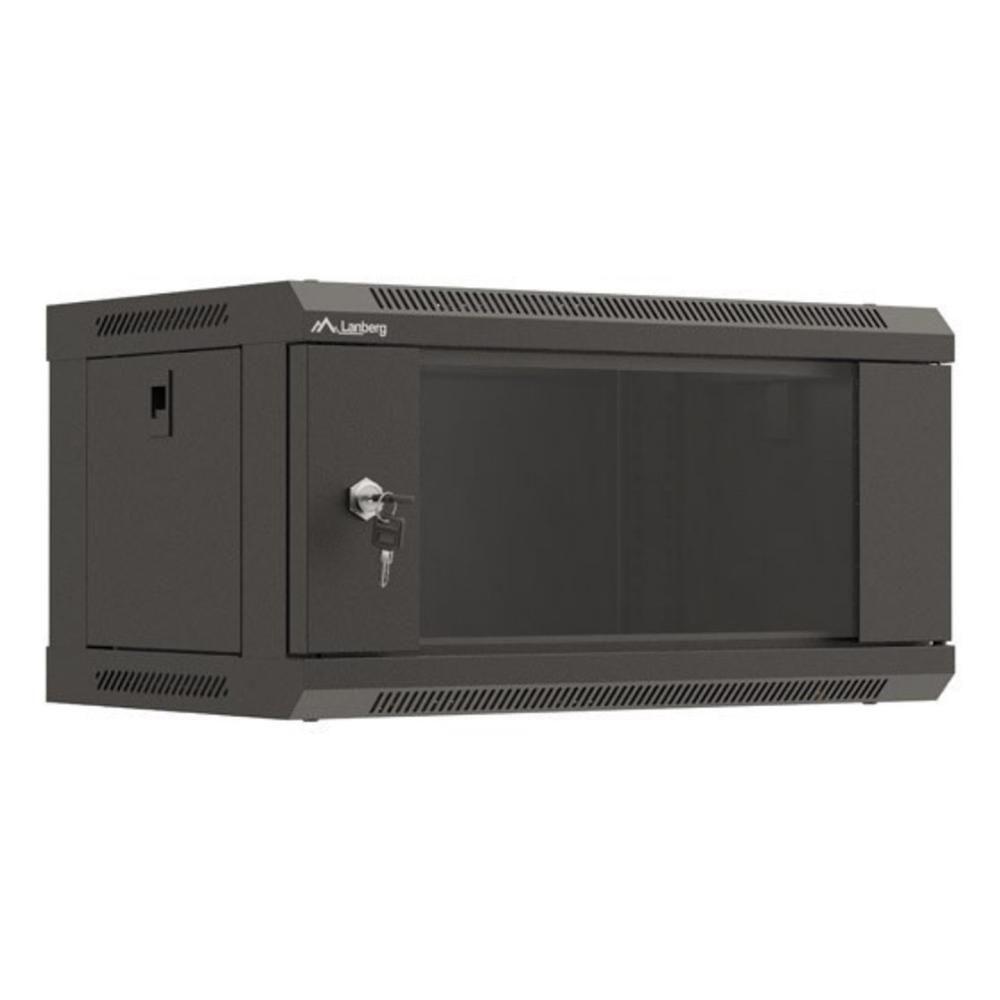 Armário Bastidor Mural LANBERG WF03-5304-10B (19" - 4U - 540 x 350 mm - Porta de vidro - Preto)