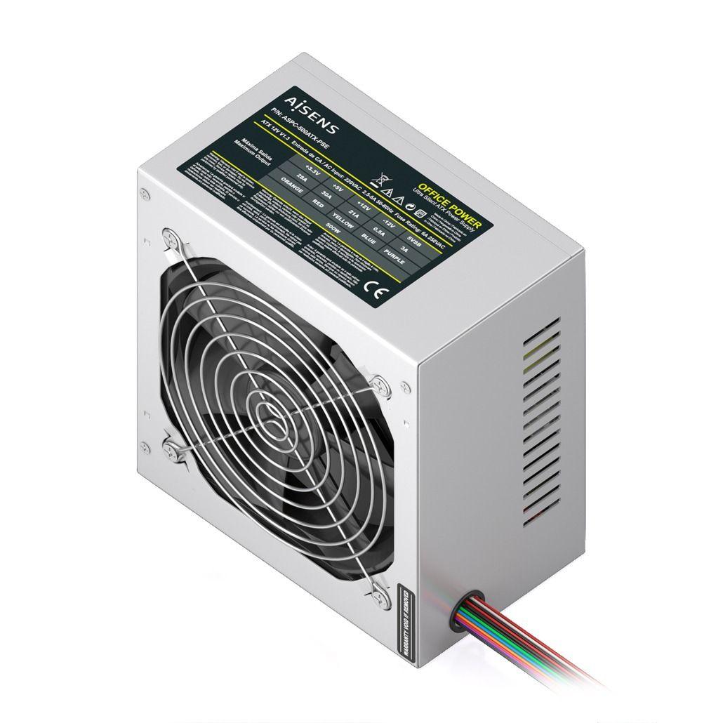 Fonte de Alimentação AISENS ASPC-500ATX-PSE (ATX - 500 W - AC - Prateado), miniatura 2