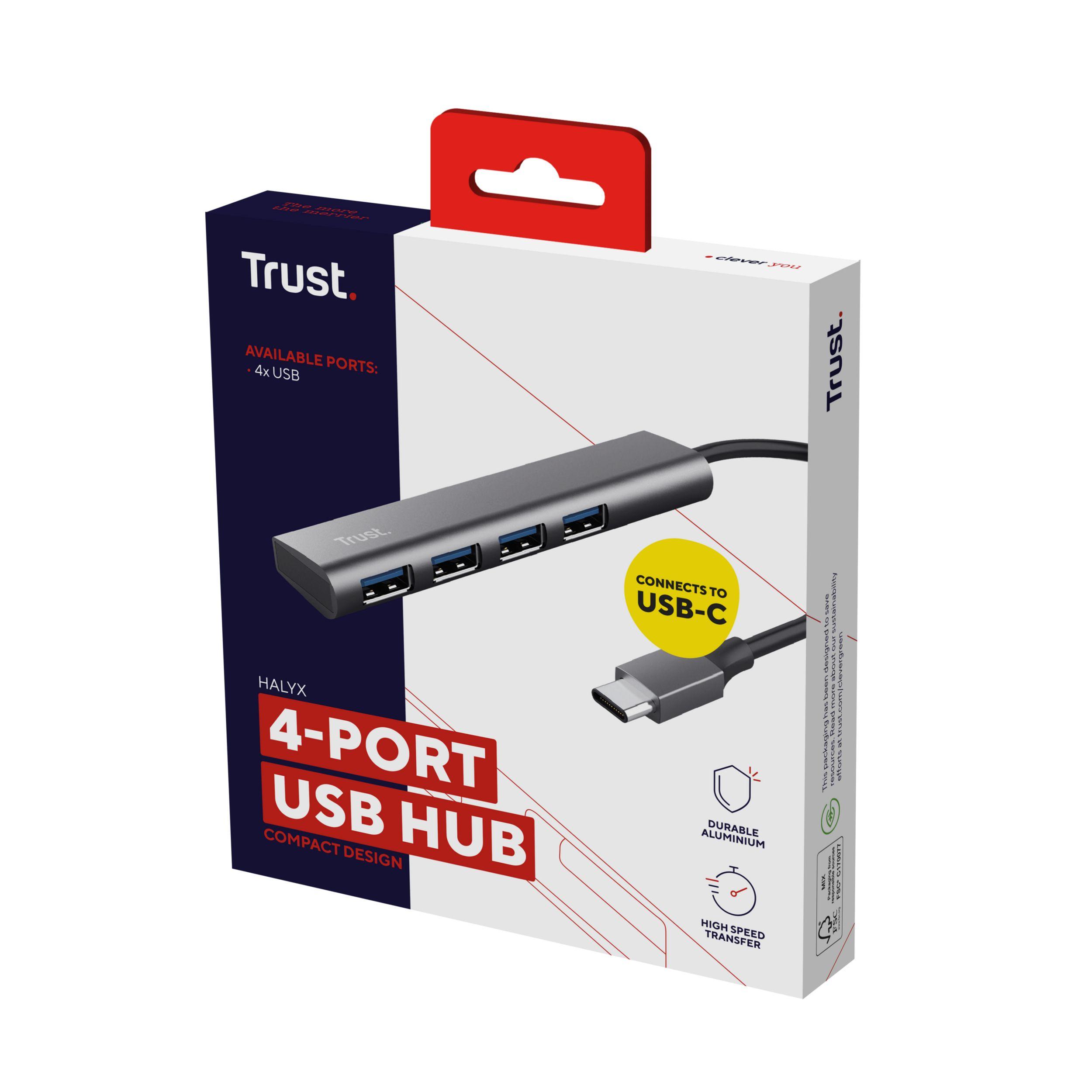 Hub USB TRUST Halyx 24948 (0,1 m - USB Type-C - Windows 10, Windows 11 - Cinzento) — miniatura 7