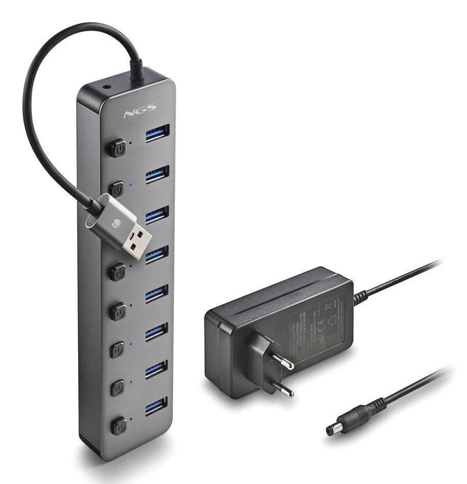 Hub USB NGS IHUB8 (0,18 m - USB 2.0 Type-A - Cinzento) — miniatura 3