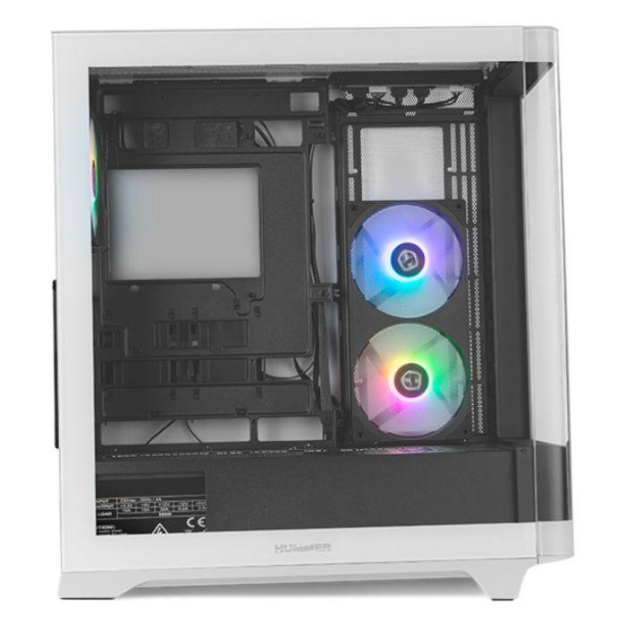 Caixa PC NOX Hummer Ether (ATX, ITX, Mini-ATX - Midi Tower - SPCC, Aço, Vidro temperado - Preto e Branco) — miniatura 2