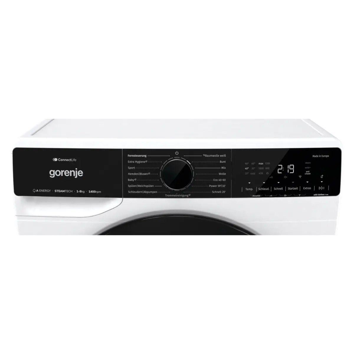 Máquina de Lavar Roupa Independente GORENJE WPNA84A2TS (1400 RPM - B - A - Preto e Branco), miniatura 4