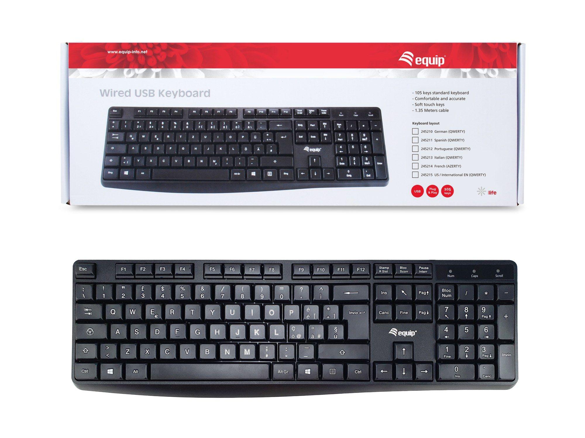 Teclado EQUIP 245213 (Italiano - Tamanho completo - USB - Preto), miniatura 5